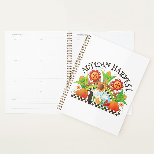 Herfst Oogst Folk Art Pompoen en Zonnebloem Herfst Planner