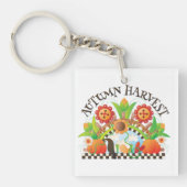 Herfst Oogst Folk Art Pompoen en Zonnebloem Herfst Sleutelhanger (Voorkant)