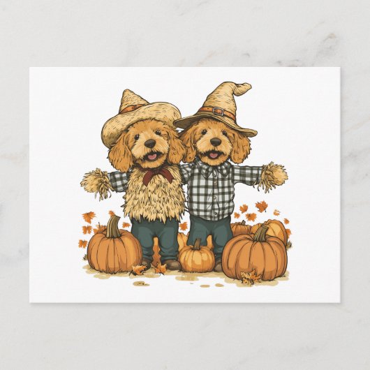 Herfst Oogst Goldendoodle Honden Briefkaart (Voorkant)
