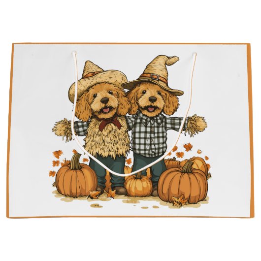 Herfst Oogst Goldendoodle Honden Groot Cadeauzakje (Voorkant)
