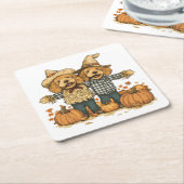 Herfst Oogst Goldendoodle Honden Kartonnen Onderzetters (Schuin)