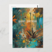 Herfst Oogst Groenblauw Roestig Goud Abstracte Ver Briefkaart (Voorkant / Achterkant)