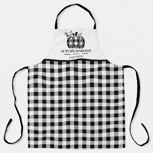 Herfst Oogst Herfst Pompoen Buffalo Plaid Schort (Voorkant)