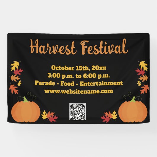 Herfst Oogst Herfst QR Code Pompoen Festival Spandoek (Horizontaal)