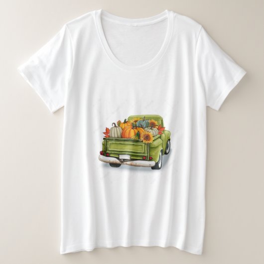 Herfst Oogst in een Green Truck Plus Size T-Shirt (Design voorkant)