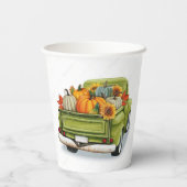 Herfst Oogst in een groenboek over vrachtwagens Papieren Bekers (Achterkant)