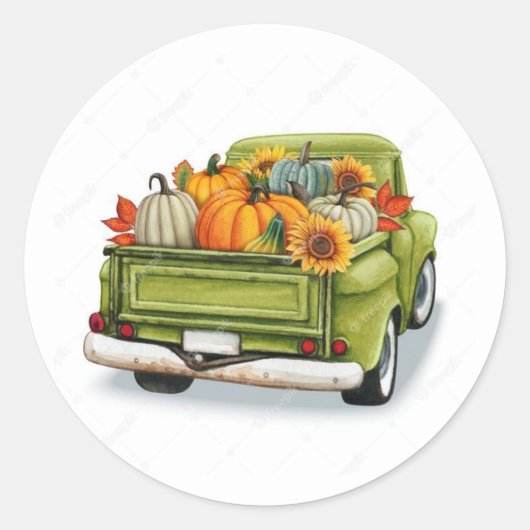 Herfst oogst in een groene, klassieke rondweg ronde sticker (Voorkant)