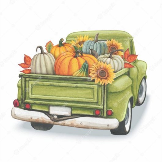 Herfst oogst in een groene vrachtwagen Sticker (Voorkant)