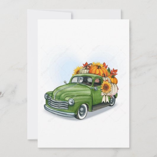 Herfst oogst in groene vrachtwagen kaart (Voorkant)