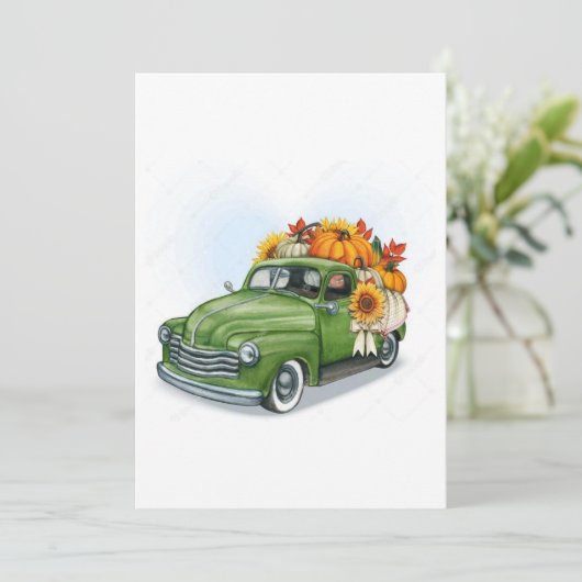 Herfst oogst in groene vrachtwagen kaart (Staand voorkant)