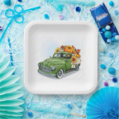Herfst oogst in groene vrachtwagen papieren bordje (Feest)