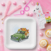 Herfst oogst in groene vrachtwagen papieren bordje (Feest)