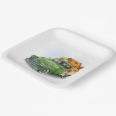 Herfst oogst in groene vrachtwagen papieren bordje (Gebogen)