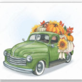 Herfst oogst in groene vrachtwagen sticker (Voorkant)