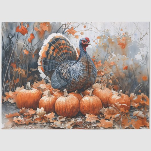 Herfst Oogst Kalkoen Decoupage Tissuepapier (Voorkant)
