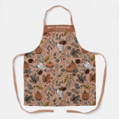 Herfst Oogst Koe Schedel Pompoen Bladeren Thanksgi Schort (Voorkant)