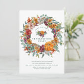 Herfst Oogst Krans Thanksgiving Dinner Party Kaart (Staand voorkant)