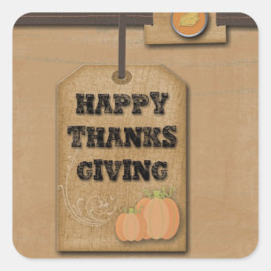herfst oogst land pompoen Thanksgiving Vierkante Sticker