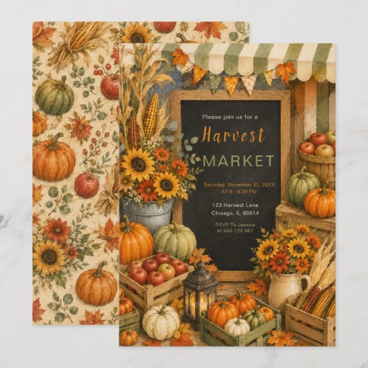 Herfst Oogst Markt Feest Kaart (Voorkant / Achterkant)