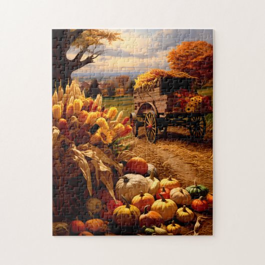 Herfst Oogst met Wagon Puzzel (Verticaal)