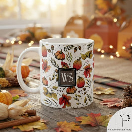 Herfst Oogst Monogram Pompoen Mok