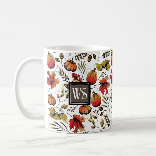 Herfst Oogst Monogram Pompoen Mok (Links)