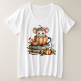 Herfst Oogst Muis Met Boeken Grote Maat T-shirt