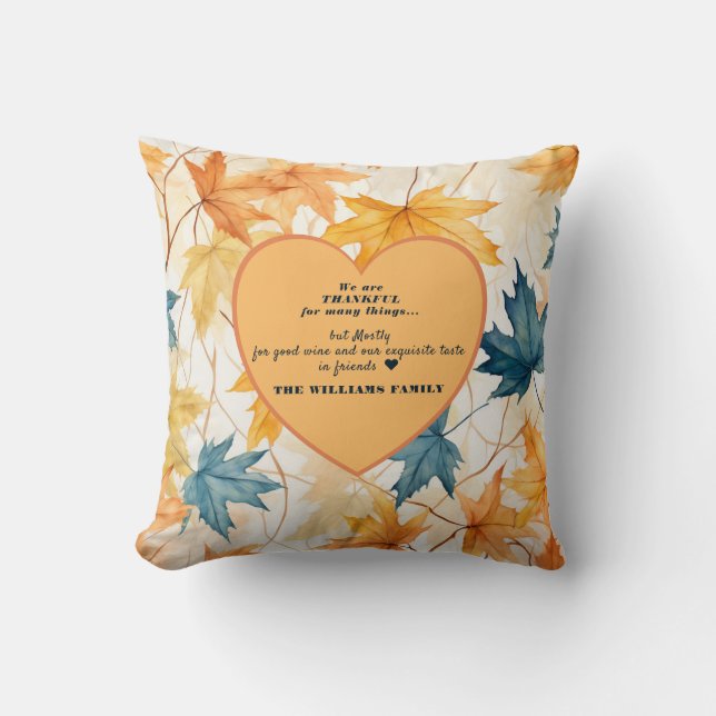 Herfst Oogst Oranje Foliage Quote Gepersonaliseerd Kussen (Voorkant)