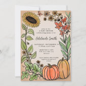 Herfst Oogst Oranje Pompoen Baby shower Invitation Kaart (Voorkant)
