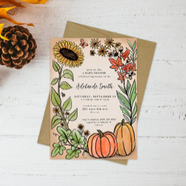 Herfst Oogst Oranje Pompoen Baby shower Invitation Kaart