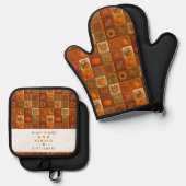 Herfst Oogst Patchwork met Zegening Quote Ovenwant & Pannenlap Set (Voorkant / Achterkant)