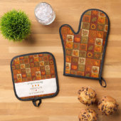 Herfst Oogst Patchwork met Zegening Quote Ovenwant & Pannenlap Set (Top down)