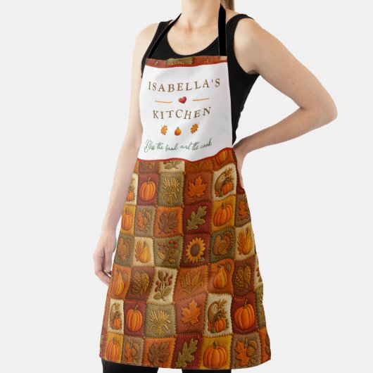 Herfst Oogst Patchwork met Zegening Quote Schort (Insitu)