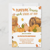 Herfst Oogst Pompoen Bladeren Hooibergen Kaart (Voorkant)