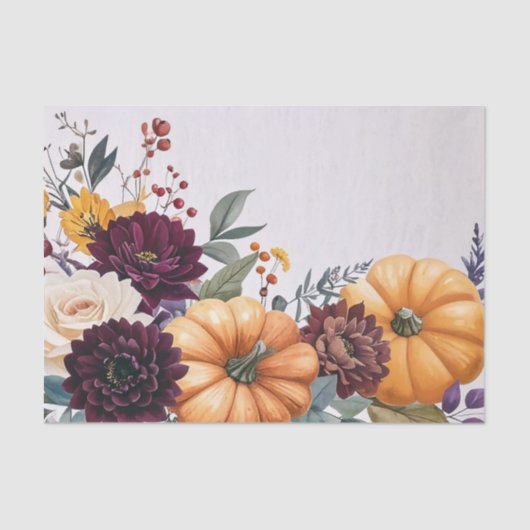 Herfst Oogst Pompoen Bloemen Decoupage Tissuepapier (Voorkant)