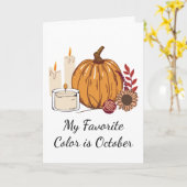 Herfst Oogst - Pompoen, Bloemen en Kaarsen Kaart (Gele Bloem)