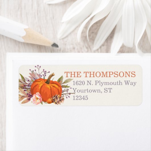 Herfst Oogst Pompoen Botanisch Etiket (Insitu)