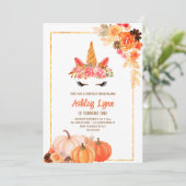 Herfst Oogst Pompoen Eenhoorn 1e verjaardag Kaart (Staand voorkant)