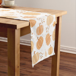 Herfst Oogst Pompoen en Blad Pastel Patroon Korte Tafelloper