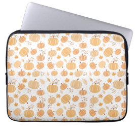 Herfst Oogst Pompoen en Blad Pastel Patroon Laptop Sleeve