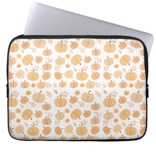 Herfst Oogst Pompoen en Blad Pastel Patroon Laptop Sleeve