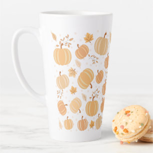 Herfst Oogst Pompoen en Blad Pastel Patroon Latte Mok