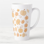 Herfst Oogst Pompoen en Blad Pastel Patroon Latte Mok (Rechts)