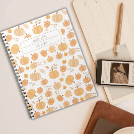 Herfst Oogst Pompoen en Blad Pastel Patroon Notitieboek