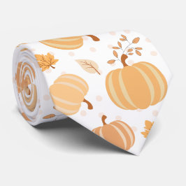 Herfst Oogst Pompoen en Blad Pastel Patroon Stropdas