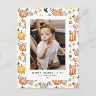 Herfst Oogst Pompoen Foto Happy Thanksgiving Feestdagenkaart