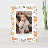 Herfst Oogst Pompoen Happy Thanksgiving Foto Feestdagen Kaart (Voorkant)
