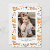Herfst Oogst Pompoen Happy Thanksgiving Foto Feestdagenkaart (Voorkant)