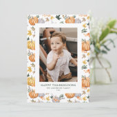 Herfst Oogst Pompoen Happy Thanksgiving Foto Feestdagenkaart (Staand voorkant)