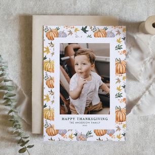 Herfst Oogst Pompoen Happy Thanksgiving Foto Feestdagenkaart
